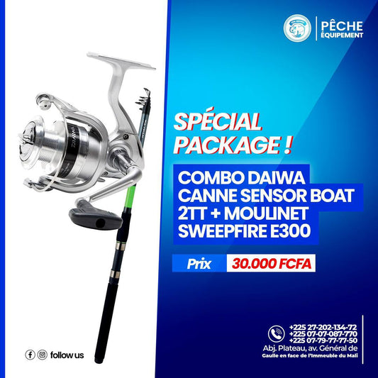 COMBO DAIWA- CANNE SENSOR BOAT 2TTI + MOULINET SWEEFIRE E300